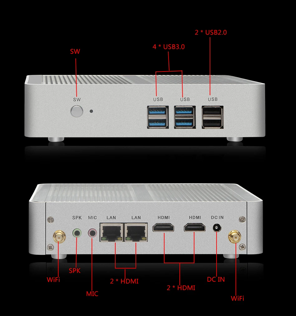 Eglobal Nuc двойной Lan безвентиляторный мини ПК Windows 10 Linux Barebone компьютер Intel N3150 четырехъядерный максимум 2,08 ГГц AES-NI 2* HDMI HTPC