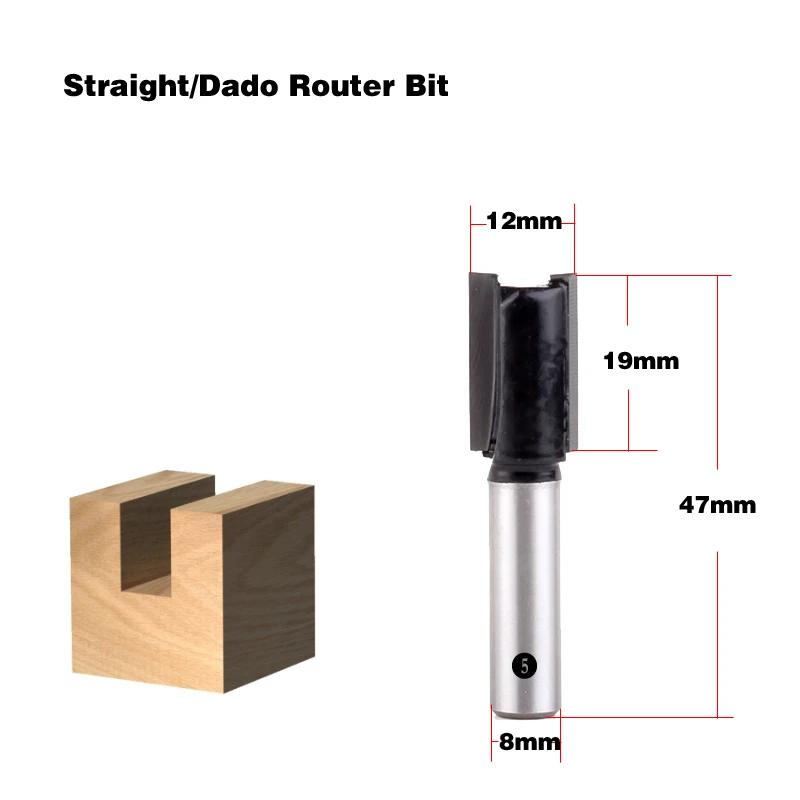 1 шт. 8 мм хвостовик древесины маршрутизатор бит прямой Концевая фреза триммер очистка заподлицо отделка угловая круглая бухта коробка биты инструменты фреза - Длина режущей кромки: 5NO