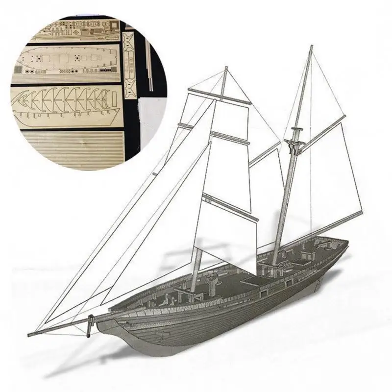 

Quality Wooden Sailing Ship Boat Model Set DIY Kits Assembly 1:70 Scale Decoration Toy Gift Education Toy 410mm*60mm*225mm #27