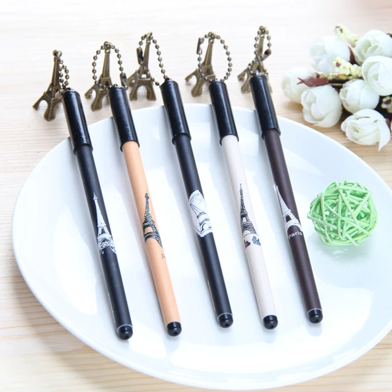 

50pcs/set Neutral Pen with Pendant British Wind The Eiffel Tower Pen Korea Boutique Student Stationery Eiffel Tower Gel Pen