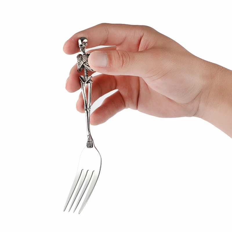 Skull Fork Spoon Tableware Titanium Steel Skeleton Halloween Party Gifts Vintage Dinner Table Flatw