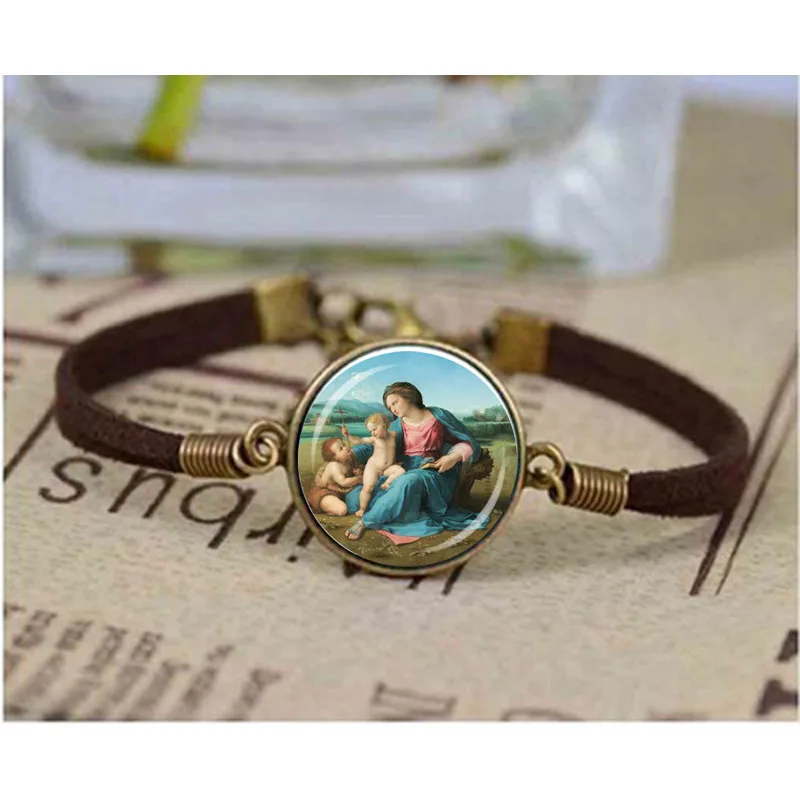 

Blessed Virgin Mary Mother of Baby bracelet Jesus Christ Christian bracelets Catholic Religious Glass Tile DIY Jewelry Gift