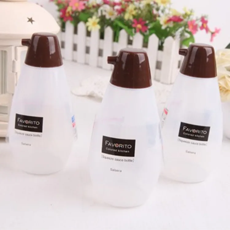 1pc 14*6cm 250ML Plastic Gravy Boats Flattop Sauce Dispenser Squeeze