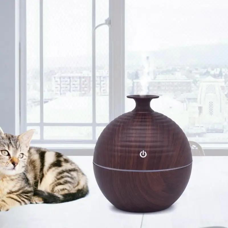 

130ml 7 Color LED USB Input Smart Sensor Touch Wood Grain Air Humidifier Essential Oil Aroma Diffuser for Home Office