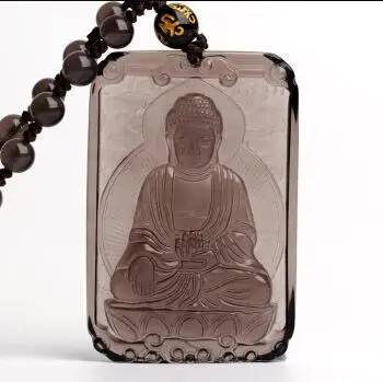 

Natural Ice Clear Obsidian Carved Buddha GuanYin Lucky Blessing Pendant + Beads Necklace Fashion woman man's Jewelry