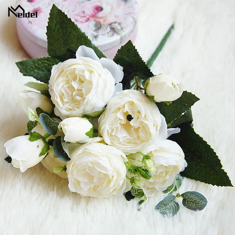 silk flowers artificial peonies bouquet rose wedding home decoration (5)
