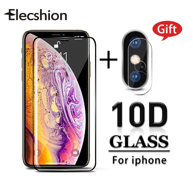 10D Front phone screen protector Tempered Glass For iPhone X 7 6 6S 8 Plus XR XS XSmax Full