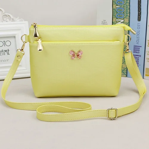 Fashion Women Handbag PU Leather Solid Color Messenger Bag Autumn Women Crossbody Shoulder Bags Female Bowknot Flap Bags Purse - Цвет: yellow