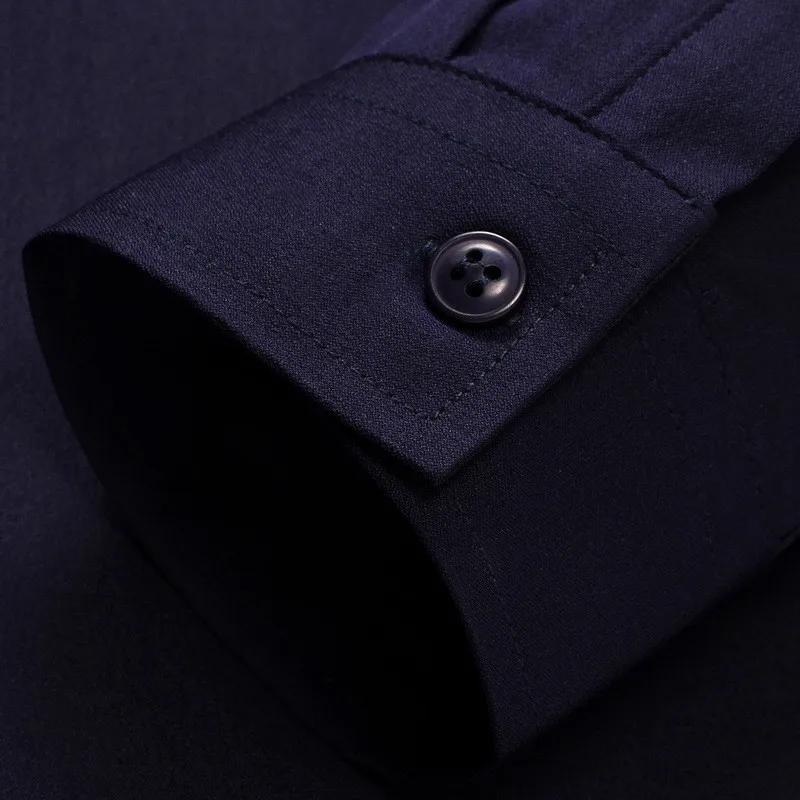 Классический британский стиль Для мужчин рубашки с длинным рукавом сплошной мужской рубашки декольте Вышивка Для мужчин Топы Camisa
