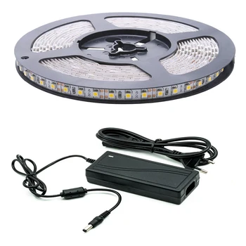 

Maidodo 5M Waterproof LED Strip Lights EU Plug Power Supply Adapter DC 12V 3528 Warm White Co White Garden/Home/Kitchen/Car/Bar