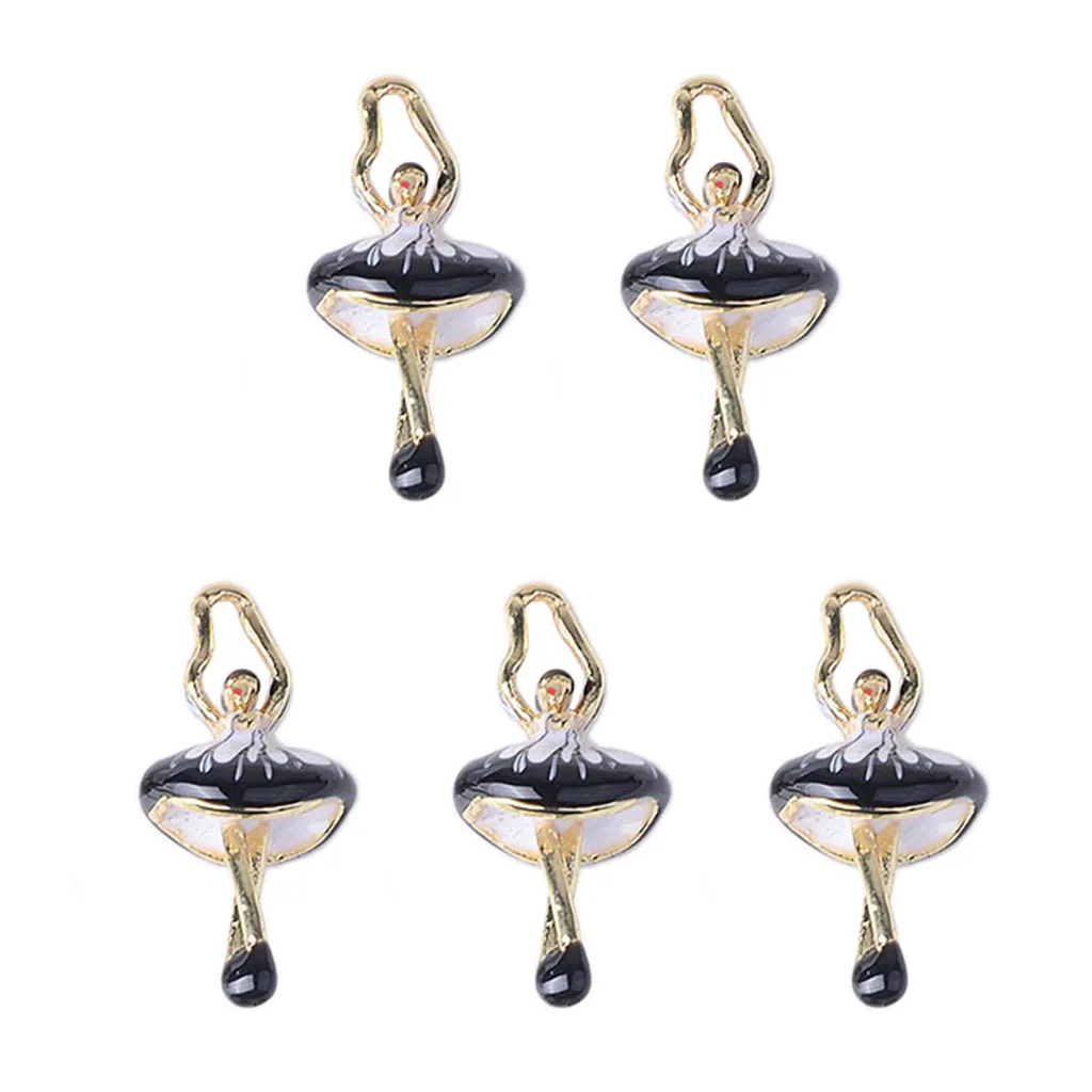 5PCS LOVELY MINI DANCING GIRL ALLOY ENAMEL PENDANTS FOR HANDMADE EARRINGS BRACELETS NECKLACES DIY JEWELRY, 0.39 x 0.83 inch