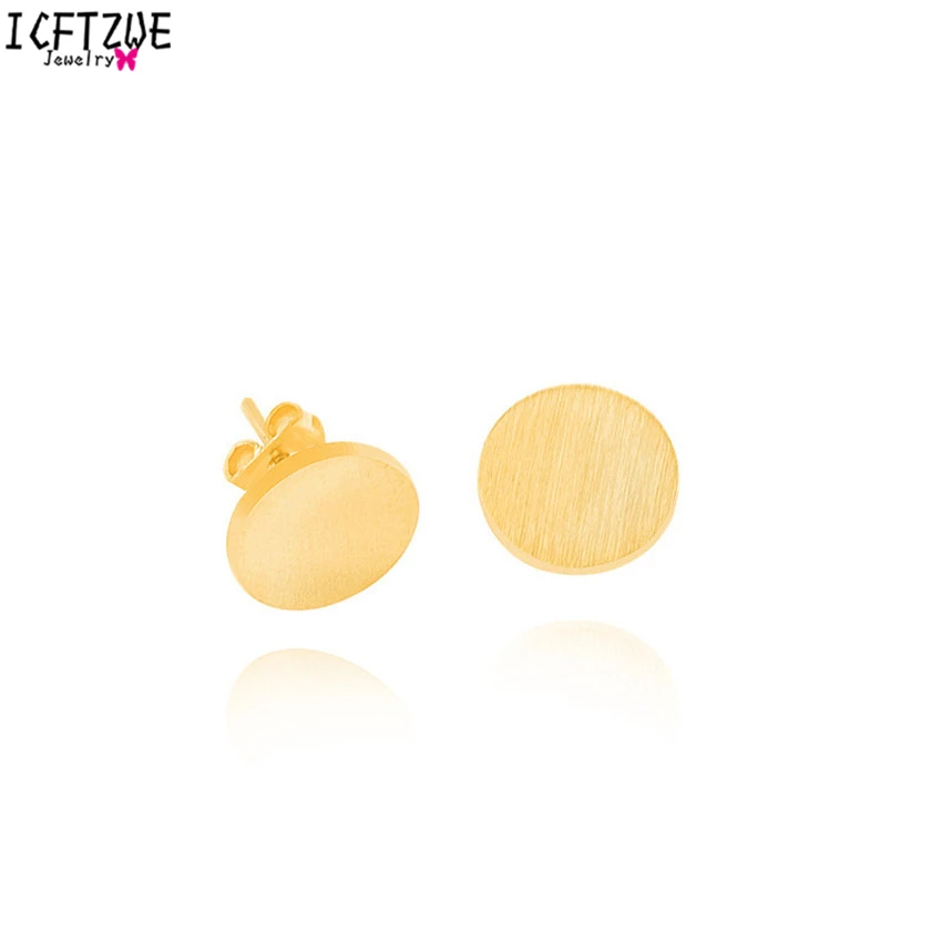 

Simple Trendy Circle Brincos Stainless Steel Stud Earrings Fashion Jewelry For Women Girls Gold Colour Pendientes Hombre 10pairs