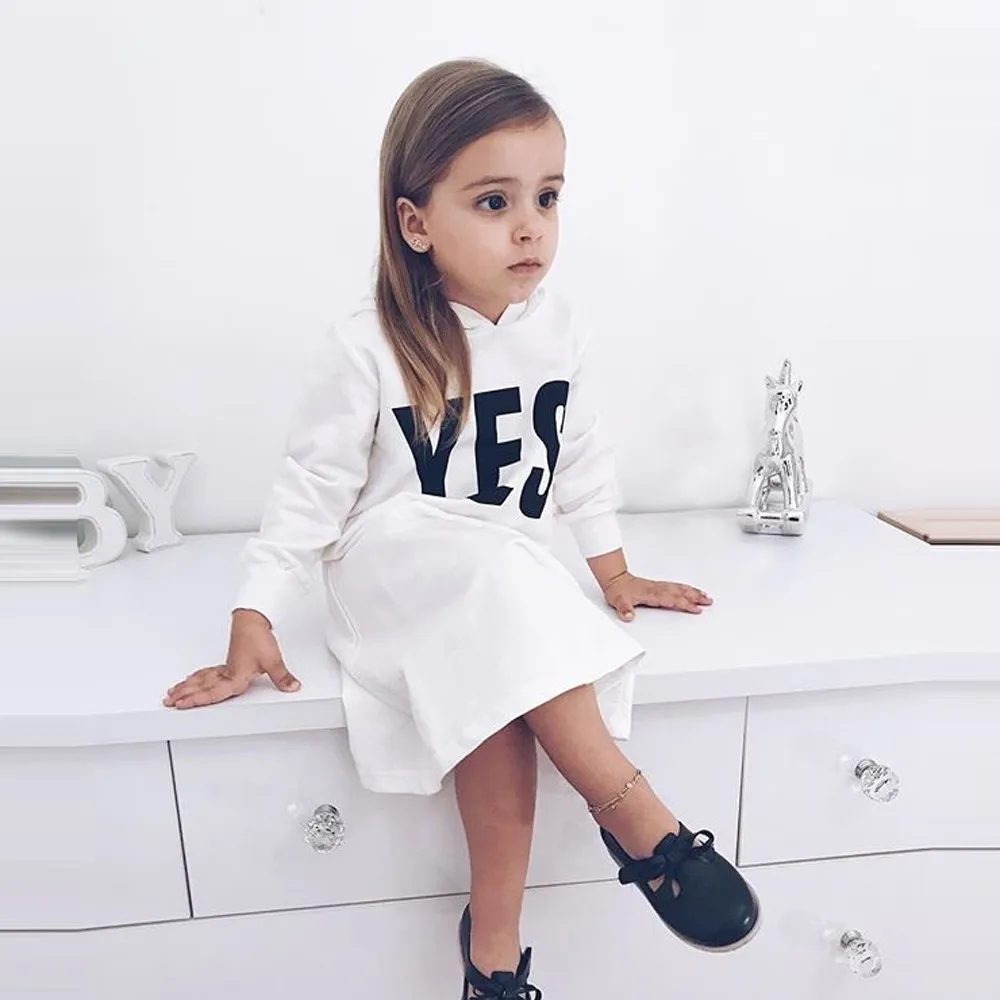 Kids Baby Girl Clothes Winter Hooded Letter Sweatshirts Pullover Dress Outfits baby boy girl clothes kids hoodies