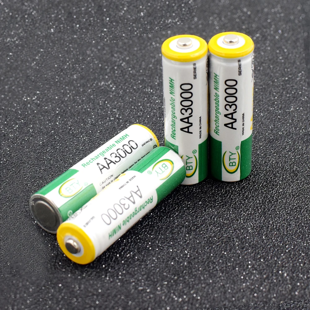 С бесплатной батарейной коробкой 4 шт 1,2 V AA AAA 1000 1350 2000 3000mAH батареи ni-mh аккумуляторная батарея для фонарика