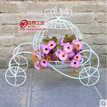 

European-style pastoral ironwork small pumpkin truck flower rack wedding props display shop window wedding decoration