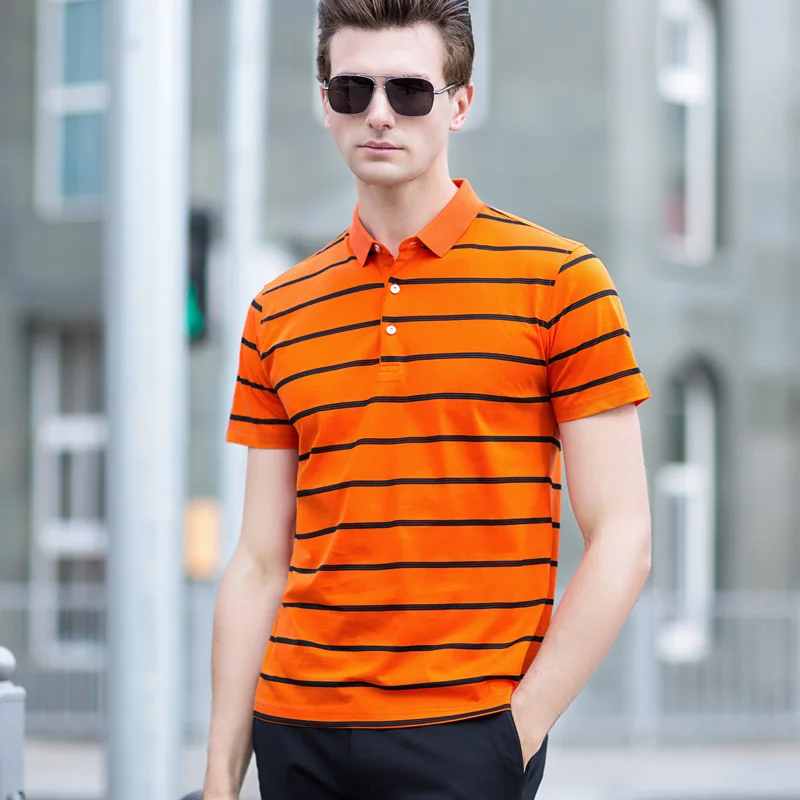 New Arrival Short Sleeve Men's Polo Shirt Smart Casual Striped Polo ...