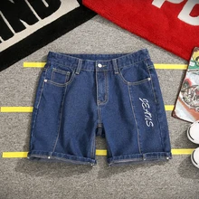 Летние Шорты Джинсы мужские Новые Большие размеры 5xl мужчин шить вышивка свободные джинсовые человек Шорты