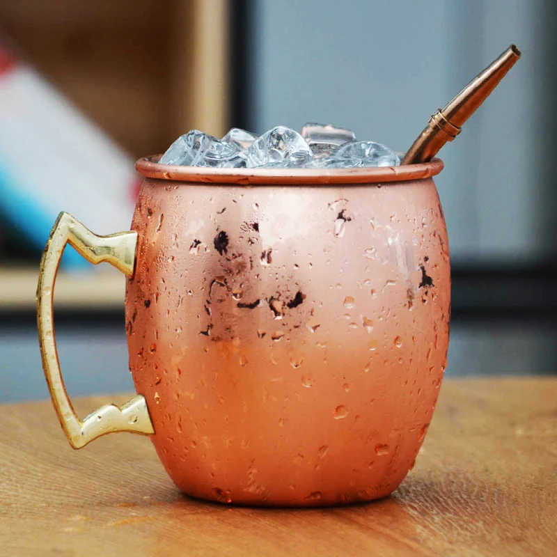 18OZ Stainless Steel Moscow Mule Mug Modern Cocktail Glasses Beer Mugs Drum Copper Plated Coffee Cups Drinkware Bar Supplies (1)