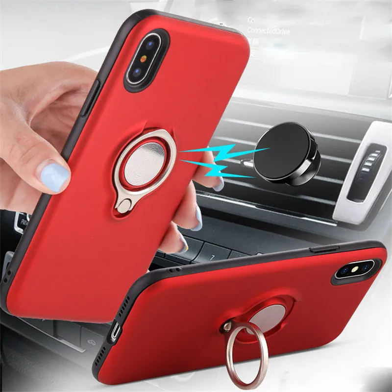 

For iPhone X XR XS MAX Magnetic Metal Ring Case For iPhone 5 5S SE 6 6S 7 8 Plus Car Holder Ring Soft Shockproof Case Cover Caqa
