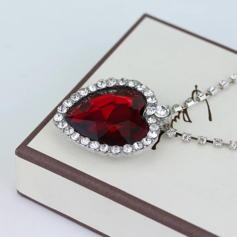 RJ модное титановое ожерелье сердце моря ожерелье s с синим и красным кристаллом цепь для лучших девушек подарок ювелирные изделия для женщин