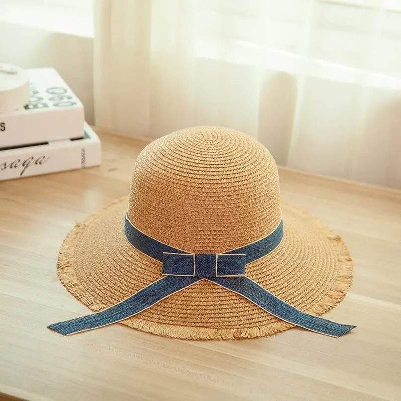

Summer Women's Sombrero Sun Hat Bow Panama Hat Folding Soft Bag Beach Lady Hat Chapeeu Feminino