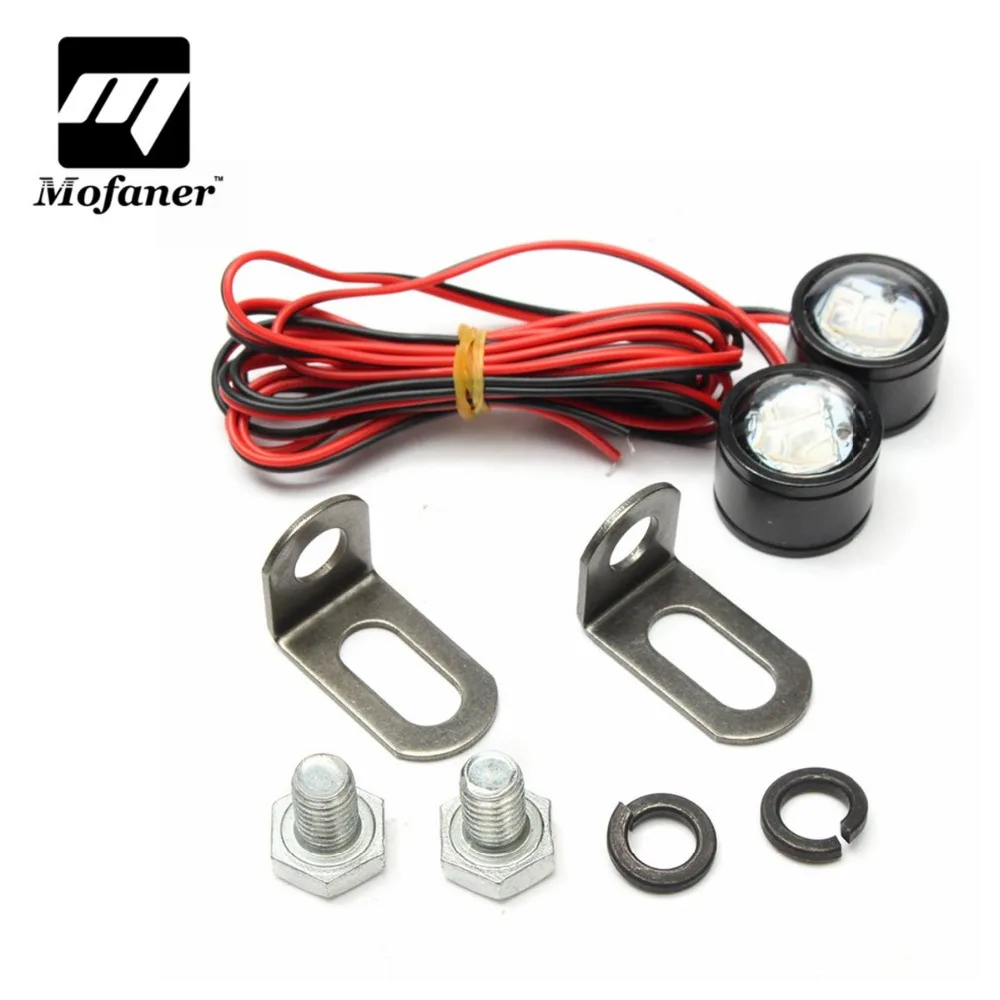 1Pair 12V Motorcycle Mirror Mount Eagle Eye LED Flash Strobe Backup DRL
