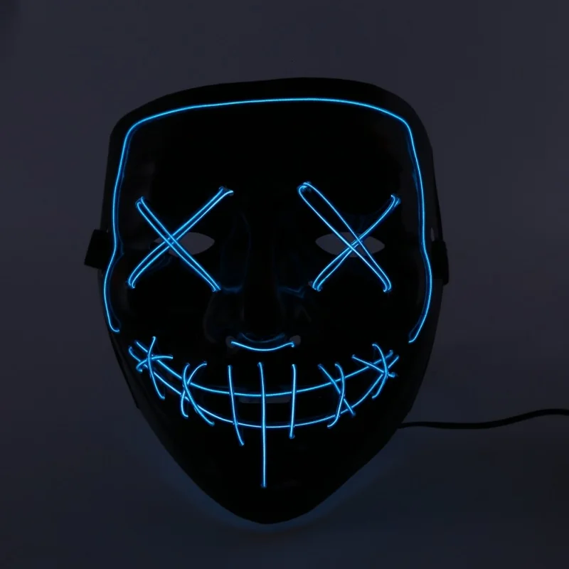 Маски для костюмированной вечеринки смешная маска полное лицо покрытая EL Wire светильник маска для вечеринка в честь Хэллоуина, Праздник Светодиодный костюм продувка маска - Цвет: L
