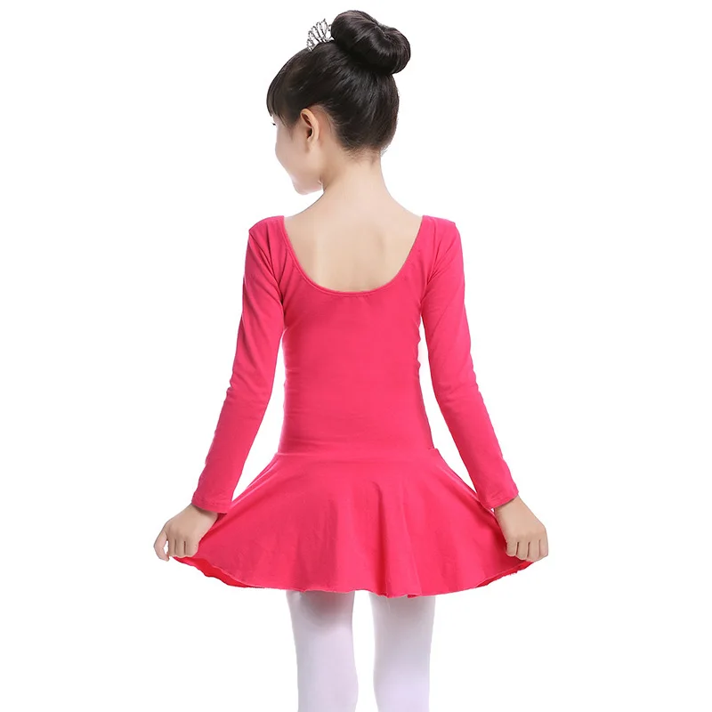 Детское балетное платье балерины голубого цвета гимнастическое леопардовое Трико-пачка для девочек, детские танцевальные костюмы, танцевальная одежда танцора, одежда - Цвет: rose long sleeve