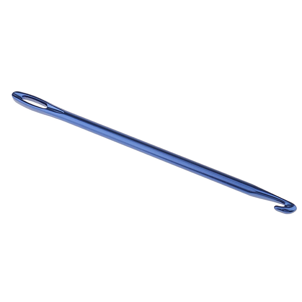 Afghan Aluminium Crochet Hook Knitting Needle Hand Knit Tool With Threading Hole