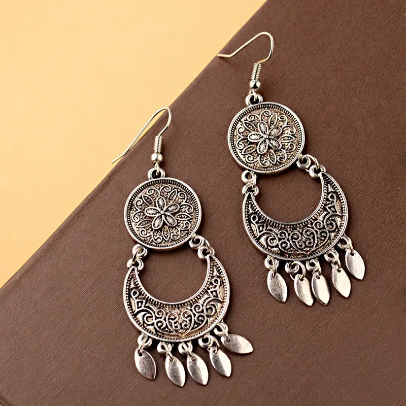 ЭТНИЧЕСКИЕ СЕРЕБРЯНЫЕ Jhumka индийские Висячие серьги для женщин 2019 Винтаж