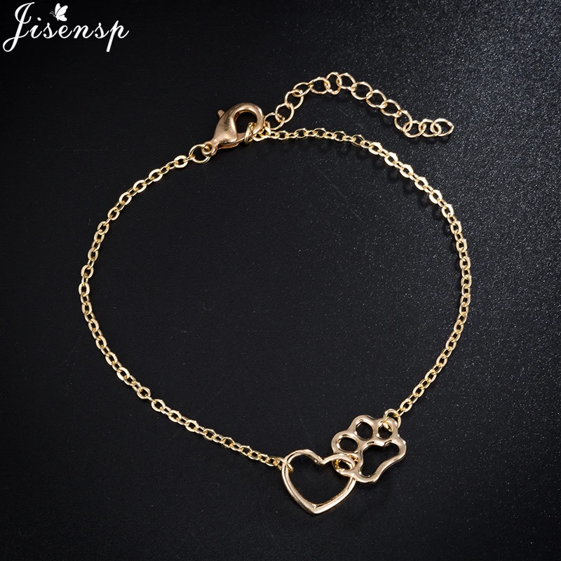 Pet Paw Footprint Bracelets Animal Tassut Cat Dog Love Heart Charm Bracelet jewelry for Women
