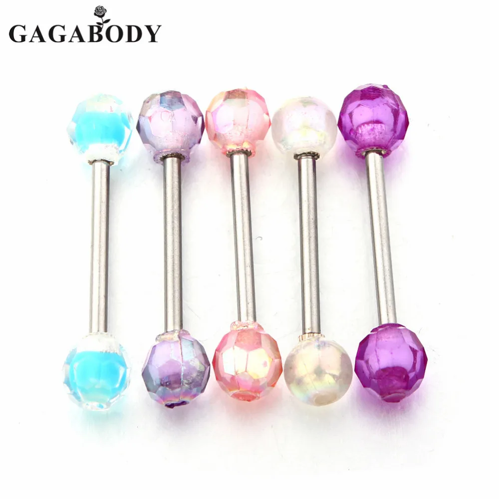 Christmas GAGA 20Pcs 14G Tongue and Nipple Barbells with Multicolor Acrylic Balls 316L Surgical