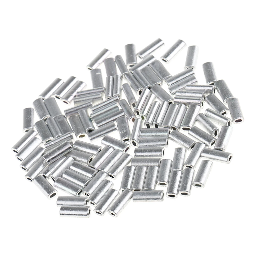 200 Pieces Mini Aluminum Oval Crimp Kit, 10mm Length Single Crimp Sleeve Set Aluminum Tube Fishing Connector, Sizes 1.0mm/1.2mm