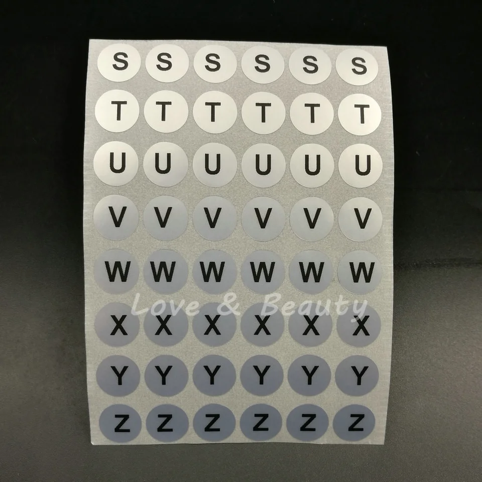 Adesivos de etiqueta do alfabeto a-z 10mm letras pretas prata redonda à  prova d' água 10mm, redonda (0.39 \, image size:960x960