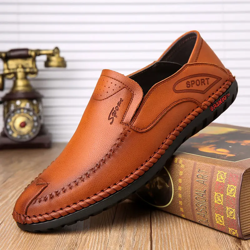 

Men Real Leather Shoes Modern Stylish Slip-on All Season Gear Brown Loafers Men Designer Shoes High Quality Mens Shoes Casual