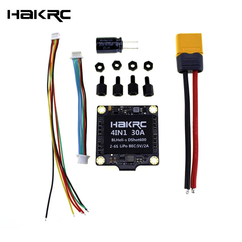 

Hakrc 30A 30amp 4 In 1 ESC BLHeli_S BB2 2-6S Dshot600 Built-in 5V 2A BEC For RC Models Multirotor Quadcopter Racing Drone FPV