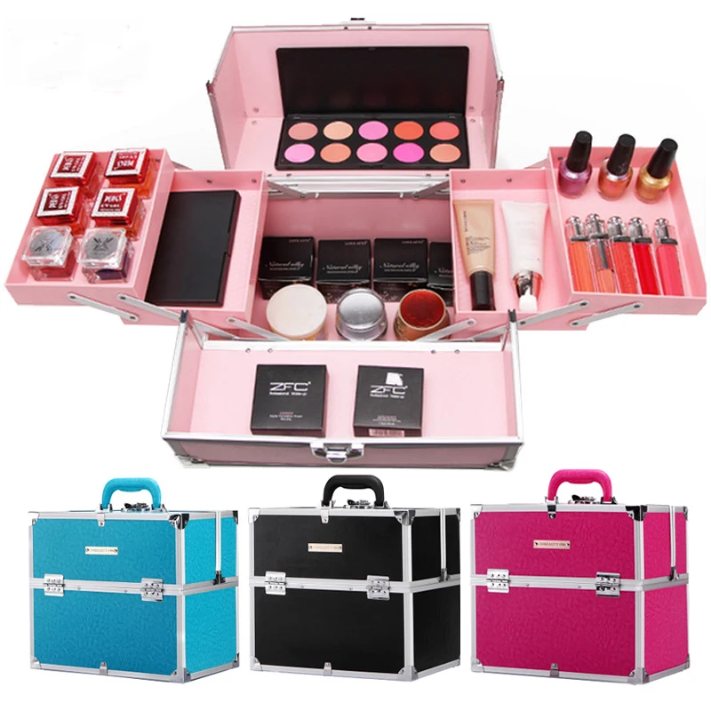 

Professional portable cosmetic case,Multi-layer nail makeup stitching toolbox,With lock Beauty case,Multi-function storage box
