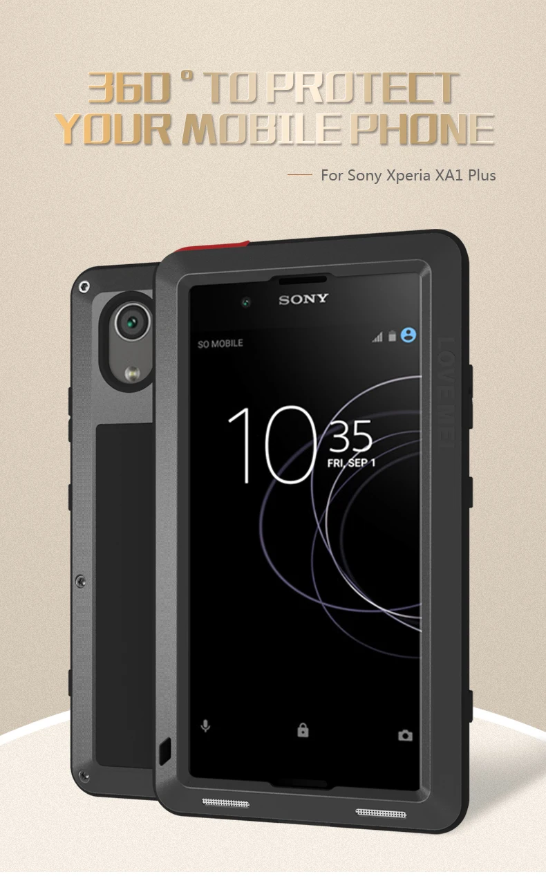 Оригинальный мощный чехол Love Mei для Sony Xperia XA1 Plus водонепроницаемый ударопрочный