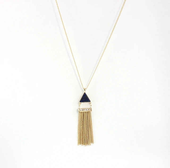 

2016 new jewelry long necklace lapis triangle necklace tassel necklaces for women