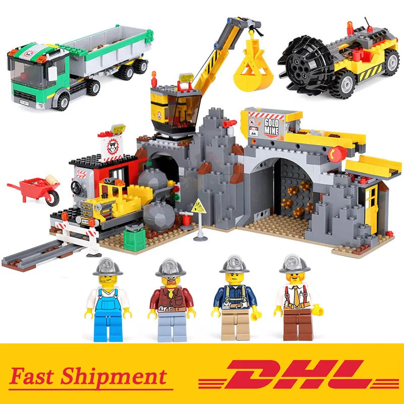 

838Pcs The City Mine Set 02071 Compatible Legoing 4204 City Series Building Blocks Brick Toy to Kids