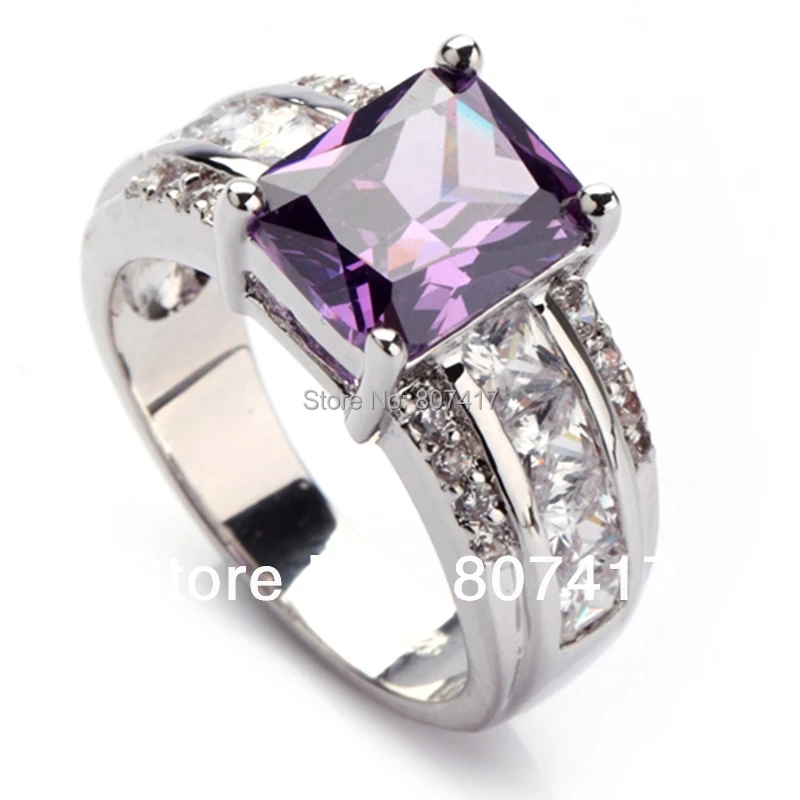 Exquisite Gift Cute Dark Purple Cubic Zirconia Silver Plated Recommend ring R619 sz 6 7 8