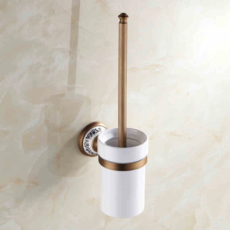 Free Shipping European Style Antique Brass Luxury Toilet Brush Holder