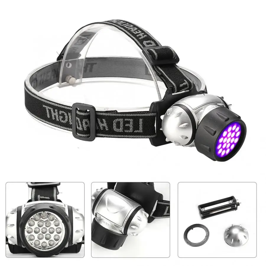 Головной фонарь, светодиодный, фиолетовый, головной светильник, УФ косметический, флуоресцентный, для обнаружения мочи, УФ-детектор, светильник светодиодный, налобный фонарь