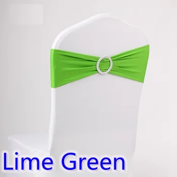 

Lime Green Colour Spandex chair sashes wedding chair sash with Diamond Rhinestone Buckle lycra stretch wedding chair sashes