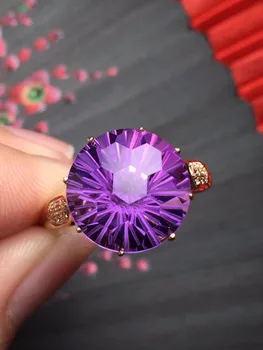

Fine Jewelry Real 18K Gold AU750 100% Natural Amethyst Gemstone Female Rings for Women Fine Ring