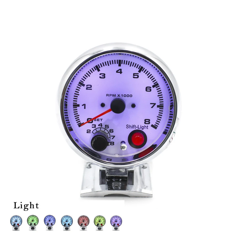 CNSPEED Chorme 3/4" Universal 0 8000 rpm gauge meter with shift light