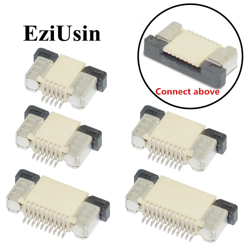 Разъем FPC FFC 0,5 мм 1,0 мм плоский кабель Разъемы PCB SMT ZIF 4 5 6 7 8 10 12 16, 18, 20, 26 28 30 32 36 40 50 54 60p