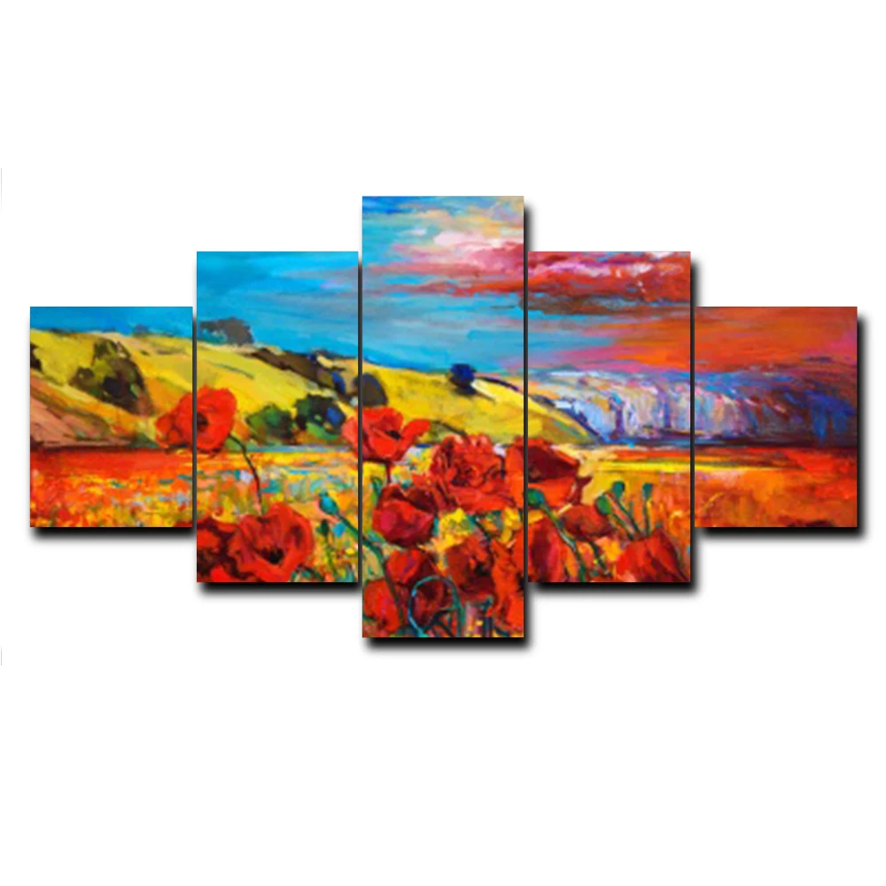 Abstract Modern Popular Wall Art Vintage Canvas Oil Painting Cartoon Animal 5 Panel Posters For Home Living Room Decor No Frame | Дом и сад