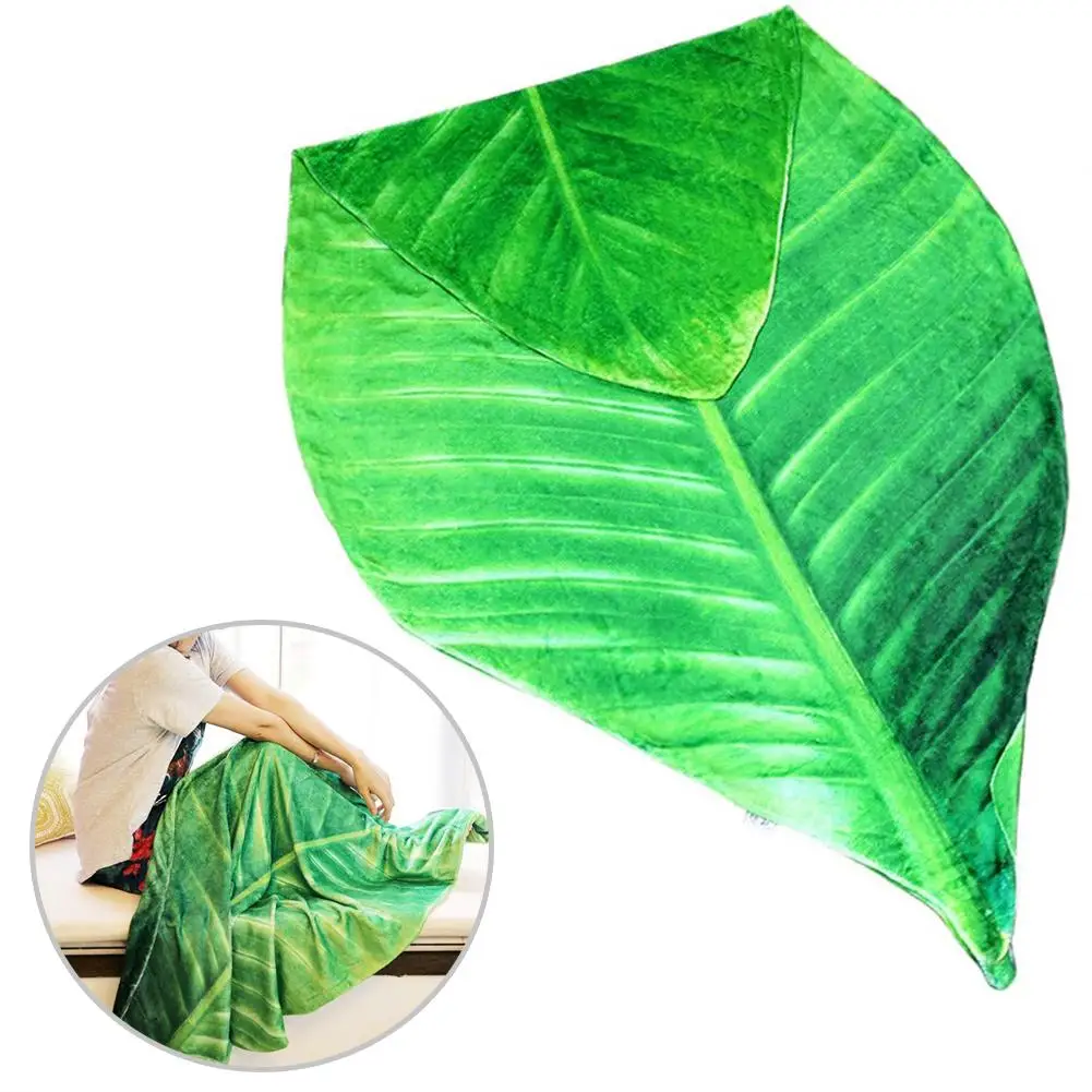 

Eucalyptus Leaves Oval Blanket Throw Sofa Nap Blanket Reversible Baby Soft Blanket Soft Coral Velvet 3D Leaves Prints Blanket