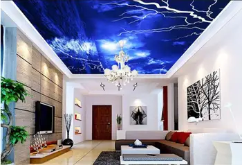 

3d room wallpaper custom mural non-woven wall sticker Lightning blue cloud water ceiling murals photo wallpaper for walls 3d